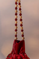 Floral Maroon Applique Potli Bag