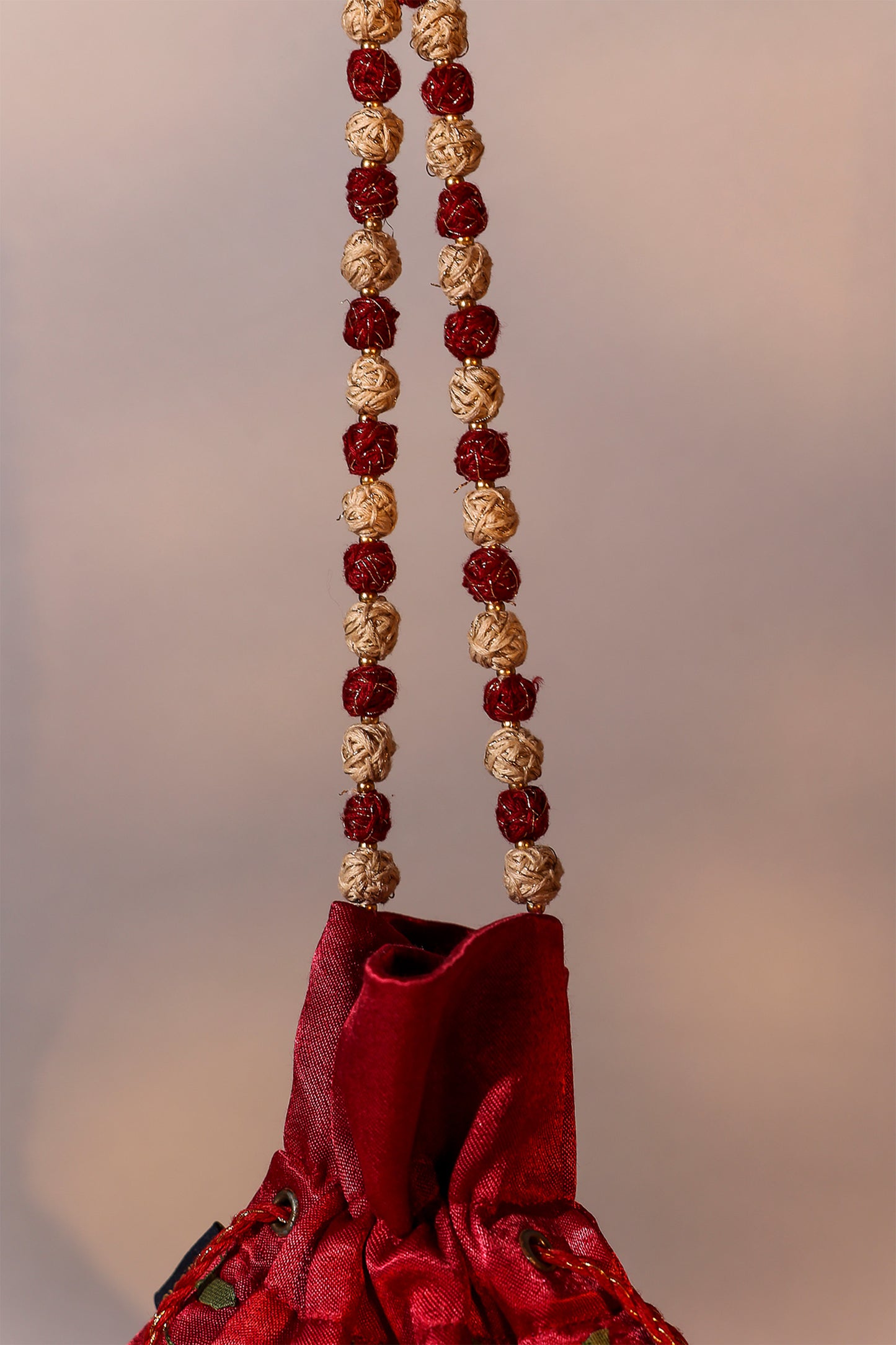 Floral Marron Applique Potli Bag