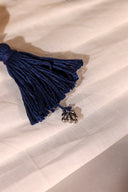 Blue Oxidised Sun Tassel Earrings
