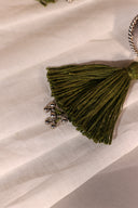 Green Oxidised Sun Tassel Earrings