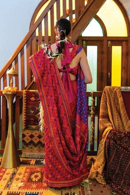 Pink Chanderi Saree with Rabari Work