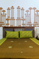 Mustard Block Print & Hand Work Cotton Bedsheet | Craftroots