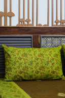 Mustard Block Print & Hand Work Cotton Bedsheet | Craftroots