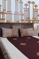 Ivory Block Print & Hand Work Cotton Bedsheet | Craftroots