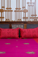 Pink & Peach Block Print Cotton Bedsheet with Hand Work | Craftroots