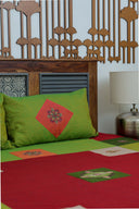 Multi Green Aari & Hand Work 9 Block Cotton Bedsheet Set | Craftroots