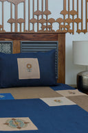 Blue Aari & Hand Work 9 Block Cotton Bedsheet Set | Craftroots