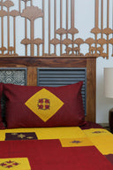 Multi Yellow Aari & Hand Work 9 Block Cotton Bedsheet Set | Craftroots