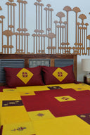 Multi Yellow Aari & Hand Work 9 Block Cotton Bedsheet Set | Craftroots
