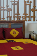 Multi Yellow Aari & Hand Work 9 Block Cotton Bedsheet Set | Craftroots