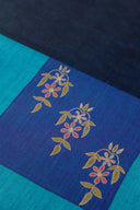 Blue & Dark Blue Aari & Hand Work 9 Block Cotton Bedsheet Set | Craftroots