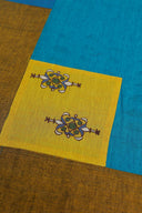Yellow & Blue Aari & Hand Work 9 Block Cotton Bedsheet Set | Craftroots
