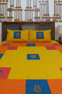 Multi Rust & Yellow Aari & Hand Work 9 Block Cotton Bedsheet Set | Craftroots