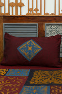 Multi Maroon Patch Applique Cotton Bedsheet Set | Craftroots
