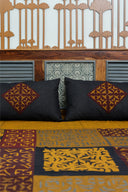 Multi Maroon Patch Applique Bedsheet Set