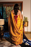 Yellow Chanderi Silk Saree with Rabari Work