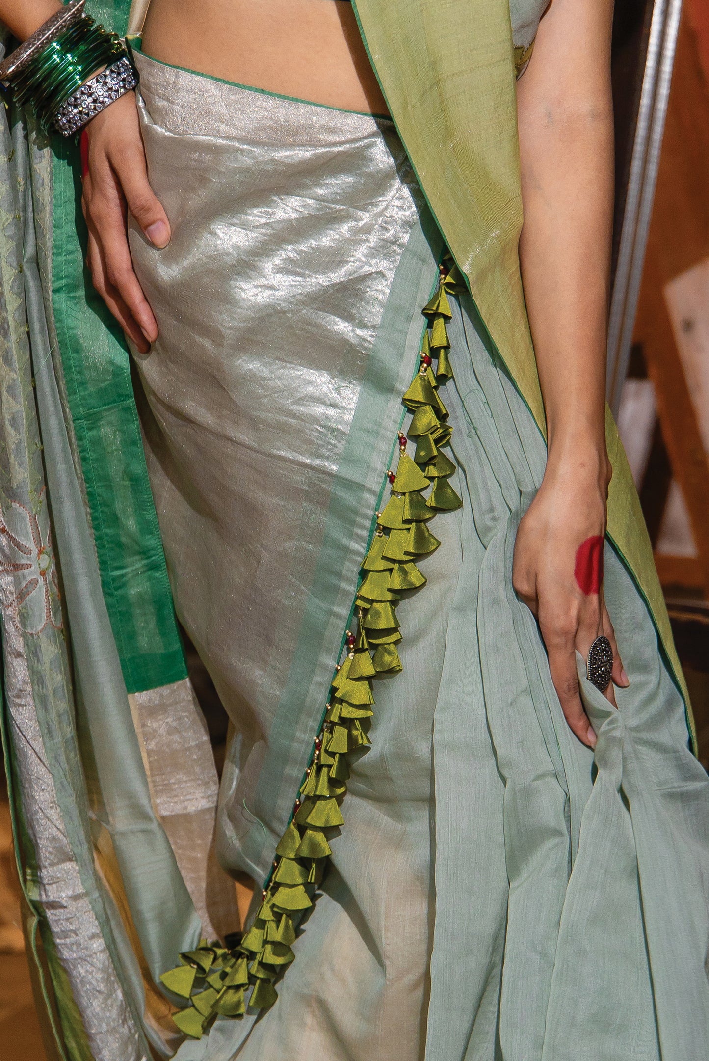 Chanderi Saree With Patch Work