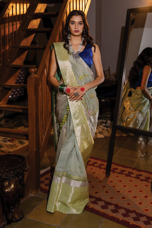 Chanderi Saree With Patch Work