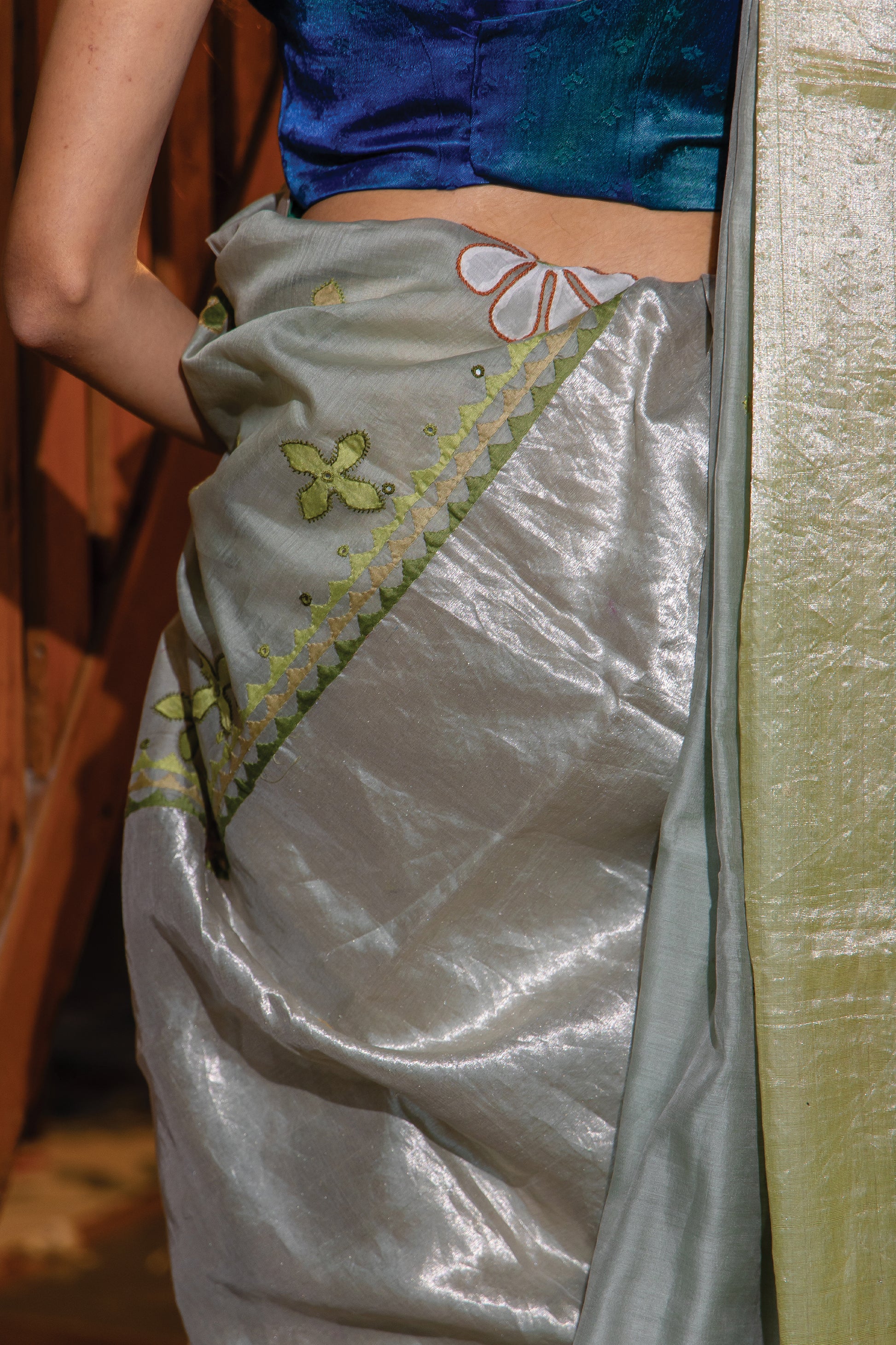 Chanderi Saree With Patch Work