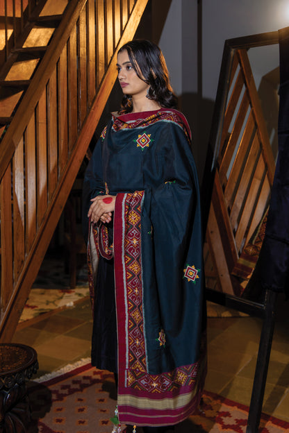 Cotton Patola Dupatta With Rabari Work and Tassels