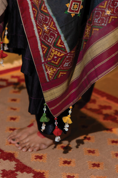 Cotton Patola Dupatta With Rabari Work and Tassels