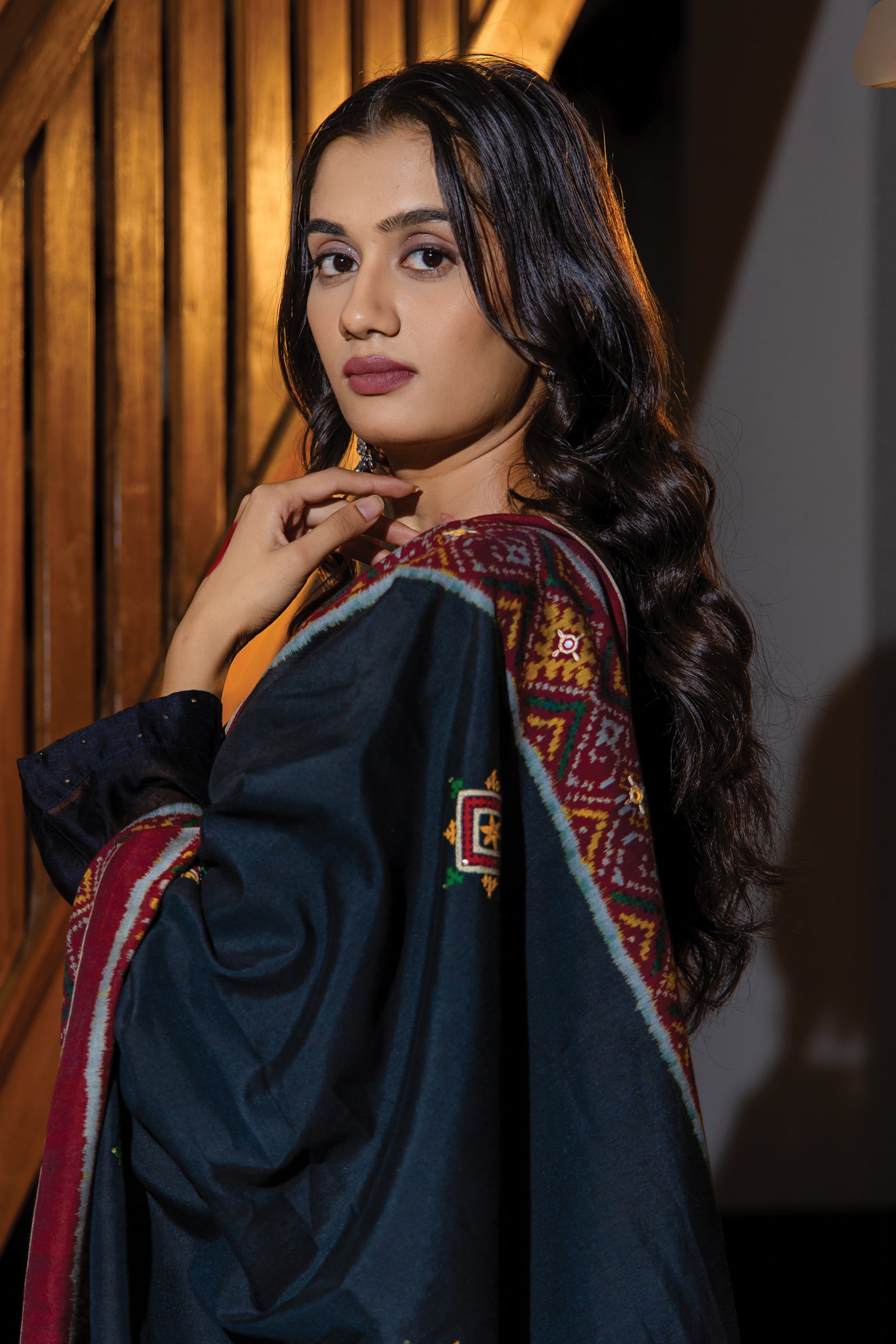 Cotton Patola Dupatta With Rabari Work and Tassels