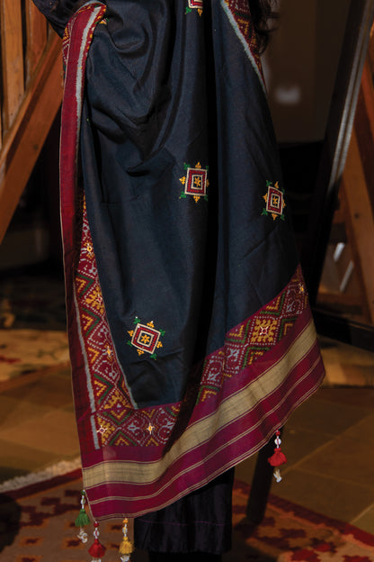 Cotton Patola Dupatta With Rabari Work and Tassels