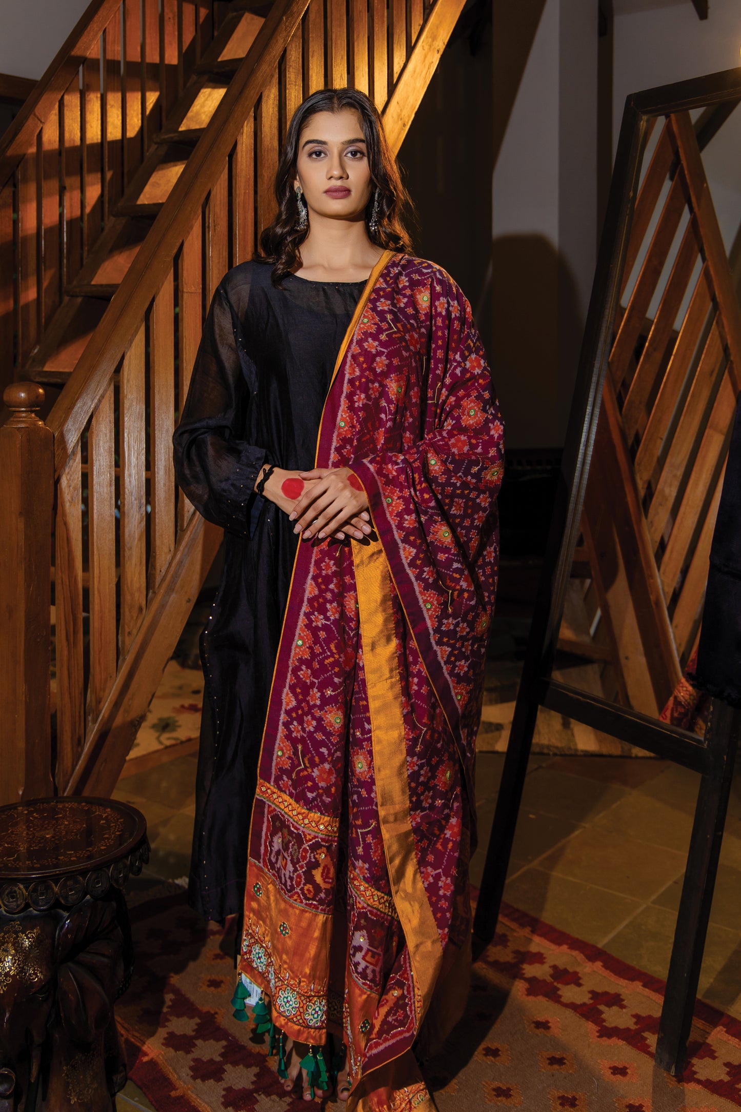 Silk Patola Dupatta With Khat Work and Tassels