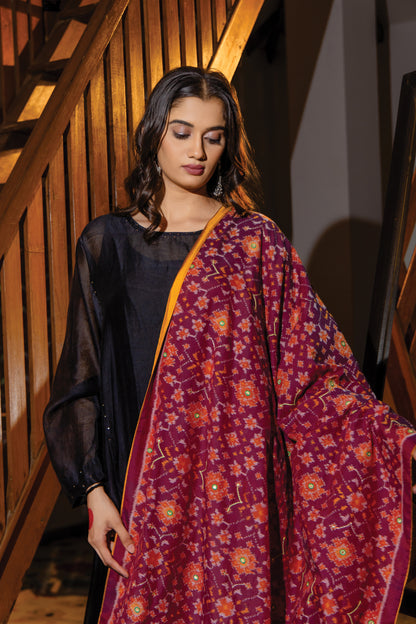 Silk Patola Dupatta With Khat Work and Tassels