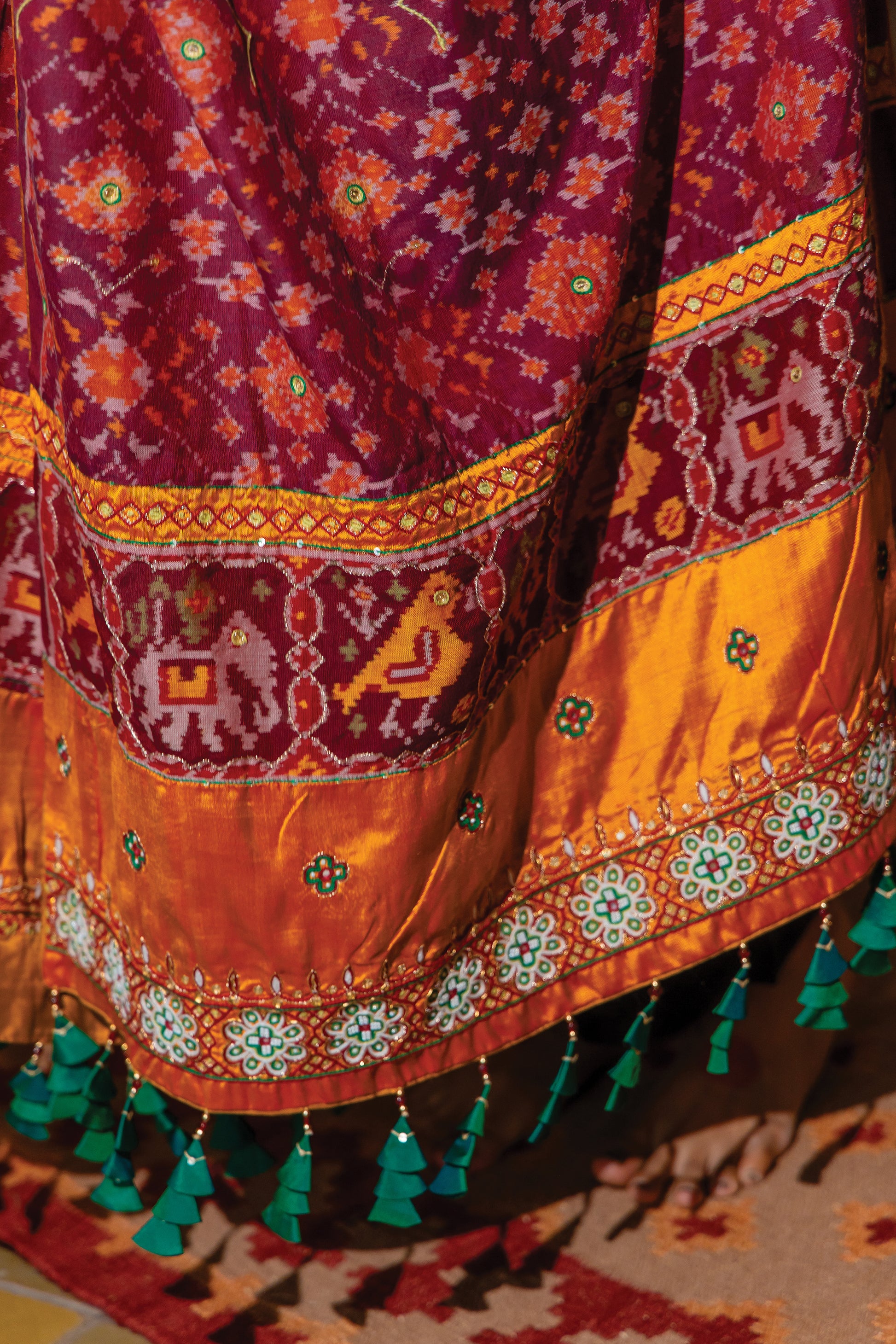 Silk Patola Dupatta With Khat Work and Tassels