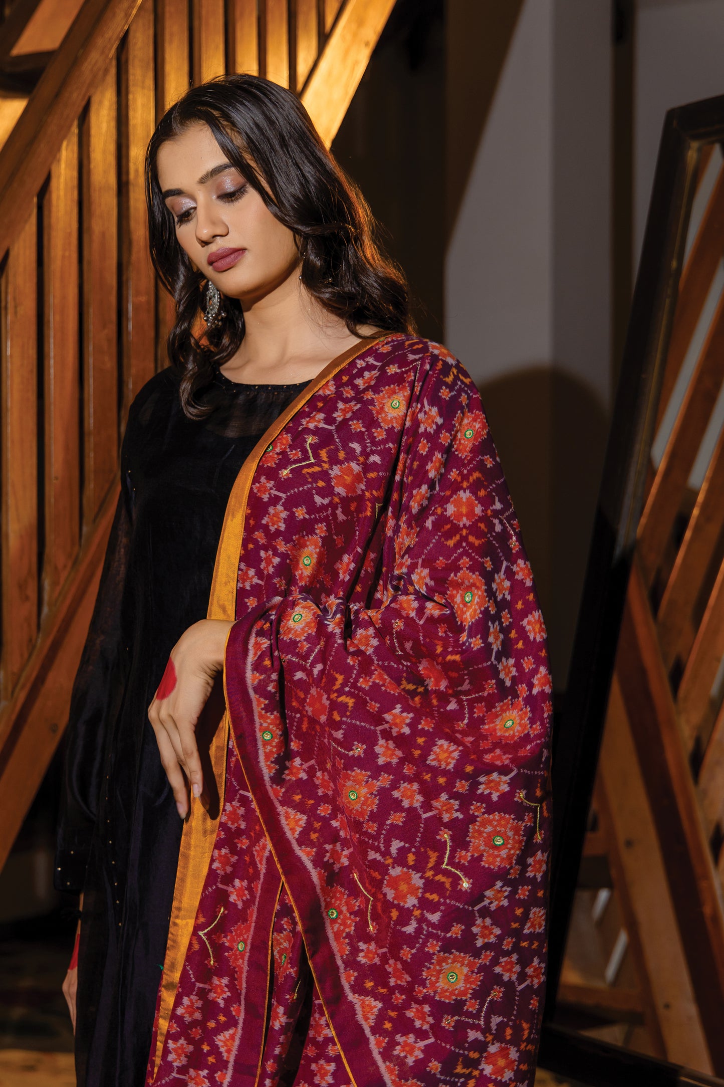 Silk Patola Dupatta With Khat Work and Tassels