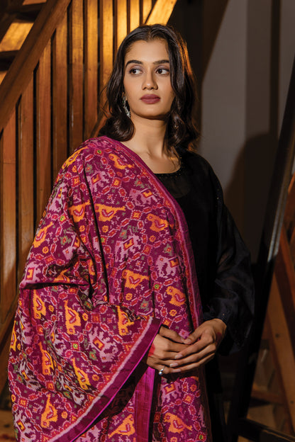 Cotton Patola Dupatta With Khat Work and Tassels