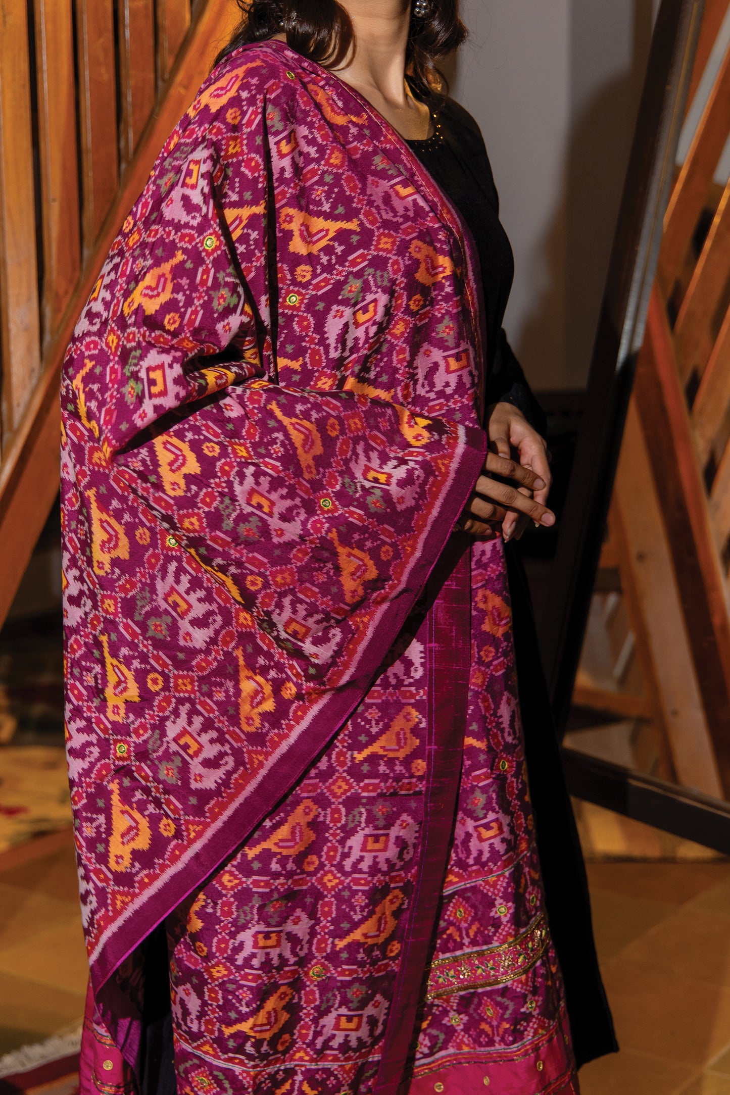 Cotton Patola Dupatta With Khat Work and Tassels