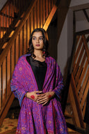Pink Silk Dupatta with Aari Work
