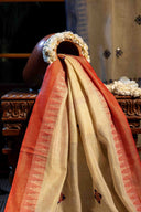 Craftroots Handcrafted Cotton Aari Work Dupatta with Tassels | 2.5 Meter Traditional Women's Dupatta | Ethnic Handmade Dupatta