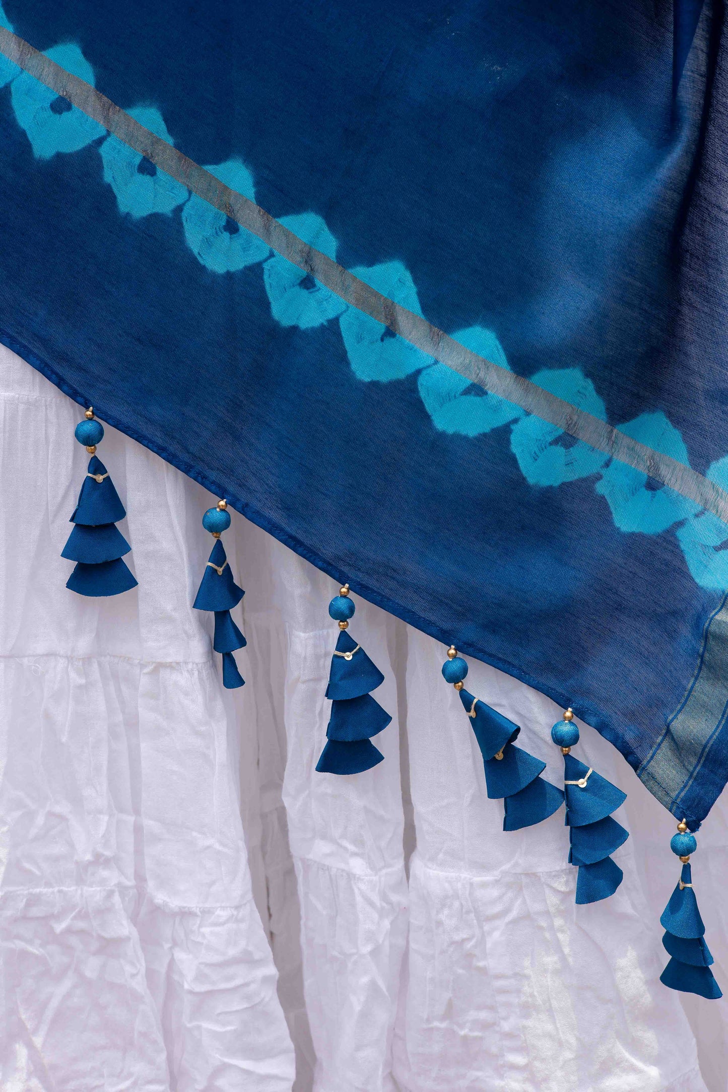 Chanderi Leheriya Bandhani Duppatta With Tassels