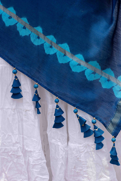 Chanderi Leheriya Bandhani Duppatta With Tassels