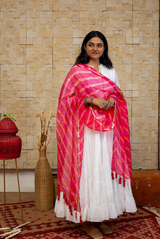 Kota Doria Dupatta With Crafted Tassels