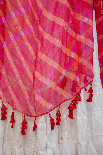 Kota Doria Dupatta With Crafted Tassels