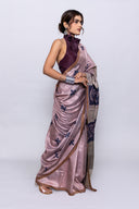 Handcrafted Lavender Tussar Silk Saree – Artisanal Appliqué Elegance