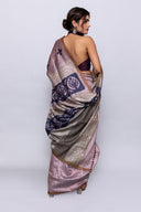 Handcrafted Lavender Tussar Silk Saree – Artisanal Appliqué Elegance