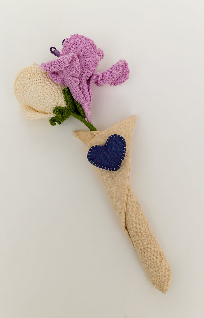 White and Lavender Crochet Bouquet