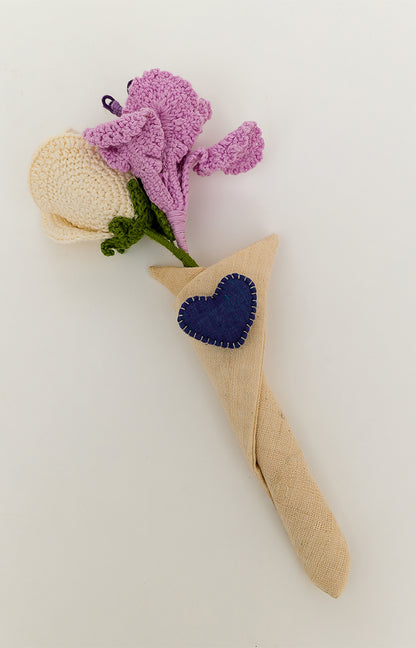 White and Lavender Crochet Bouquet