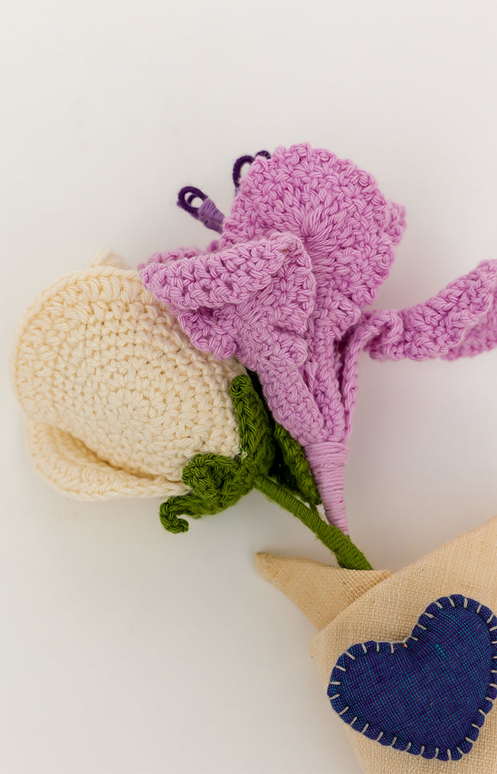 White and Lavender Crochet Bouquet