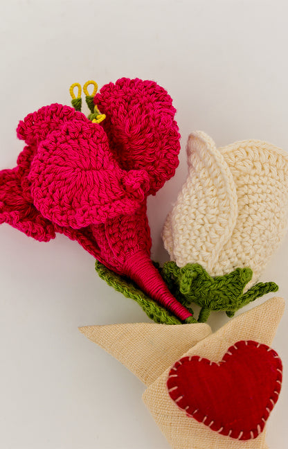 Evergreen Crochet Bouquet With Heart PIN
