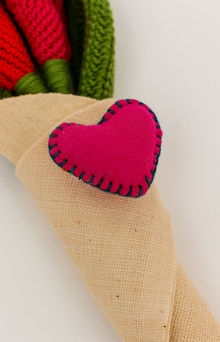 Pink and Red Rose Crochet Bouquet