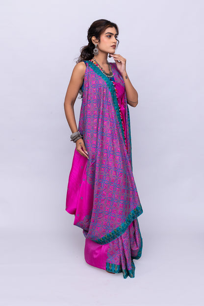 Rani Pink Satin Silk Saree – Timeless Craftsmanship & Vibrant Elegance