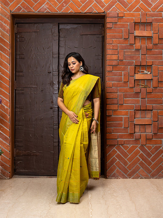 Aari Hand-Embroidered Chanderi Saree