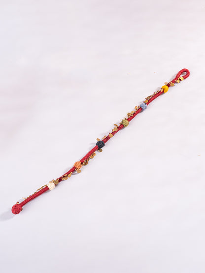 Maroon Thread Ball Anklets