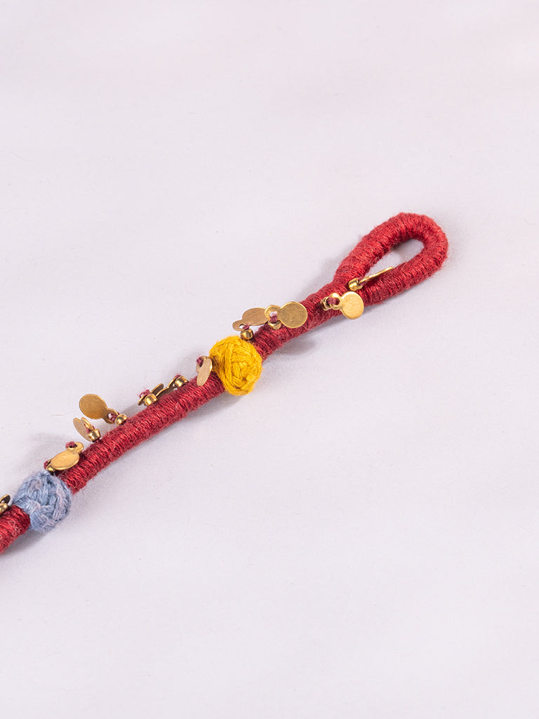 Maroon Thread Ball Anklets